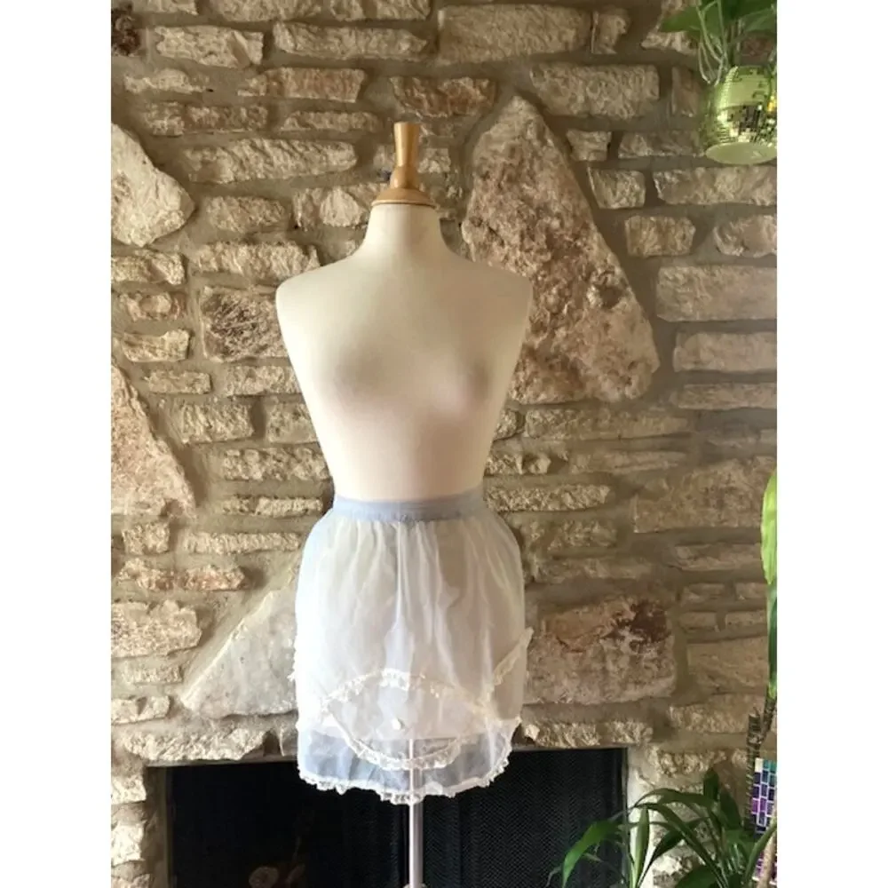 Vintage 50's Sheer Blue Lace Half Apron